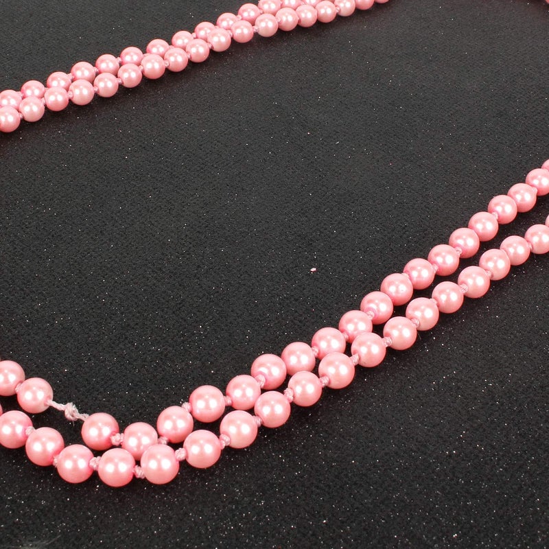 KOSMOS-LI 1920s Retro Faux Pearls Pink Beads Cluster Long Pearl Necklace 58" for Women Jewelry - Image 5